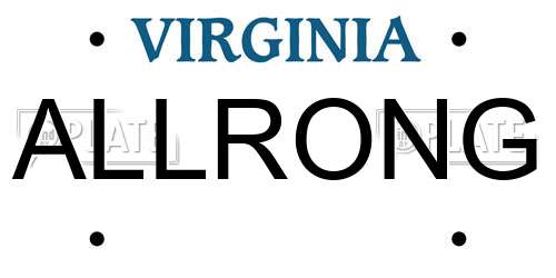 ALLRONG Virginia License Plate