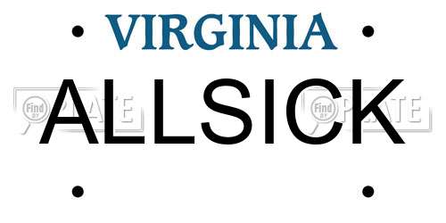 ALLSICK Virginia License Plate