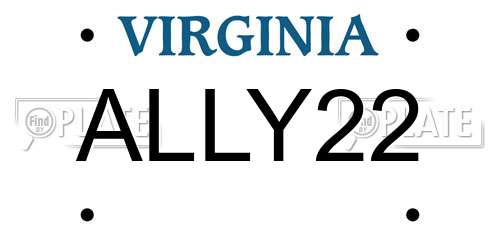ALLY22 Virginia License Plate