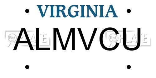 ALMVCU Virginia License Plate