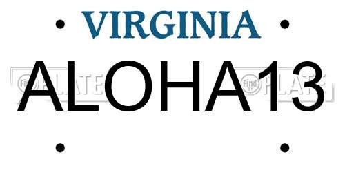 ALOHA13 Virginia License Plate