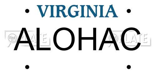 ALOHAC Virginia License Plate