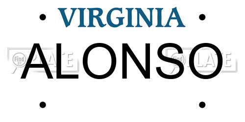 ALONSO Virginia License Plate