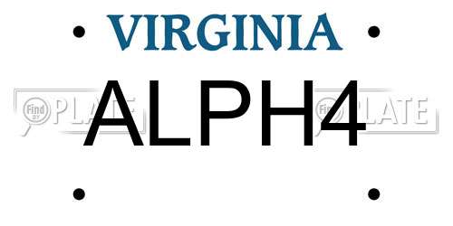 ALPH4 Virginia License Plate