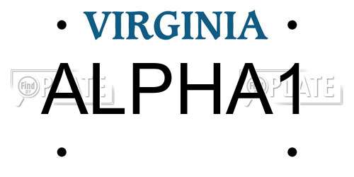 ALPHA1 Virginia License Plate