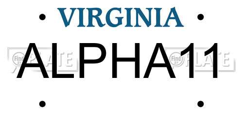 ALPHA11 Virginia License Plate