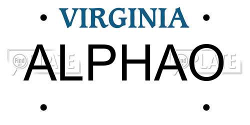 ALPHAO Virginia License Plate