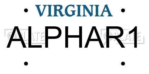ALPHAR1 Virginia License Plate
