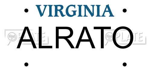 ALRATO Virginia License Plate