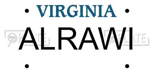 ALRAWI Virginia License Plate