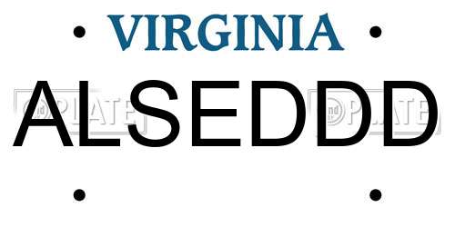 ALSEDDD Virginia License Plate