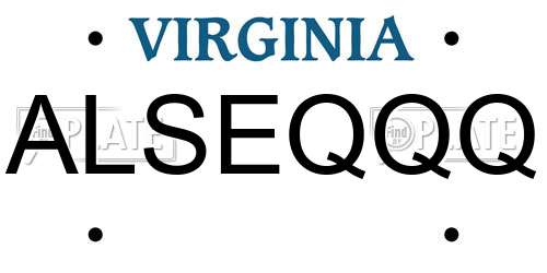 ALSEQQQ Virginia License Plate