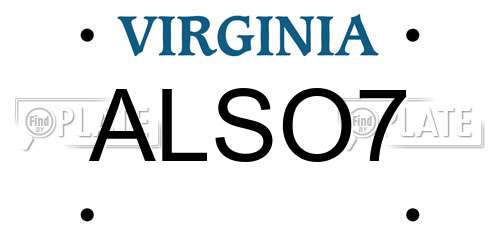 ALSO7 Virginia License Plate