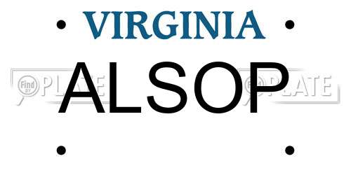 ALSOP Virginia License Plate
