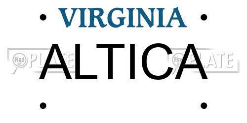 ALTICA Virginia License Plate