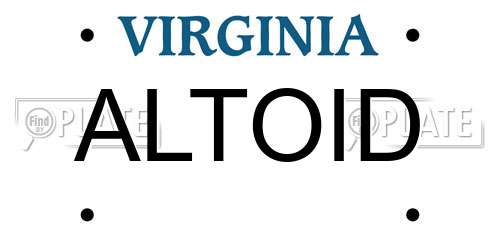 ALTOID Virginia License Plate