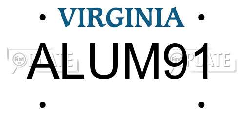 ALUM91 Virginia License Plate