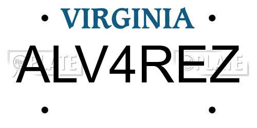 ALV4REZ Virginia License Plate