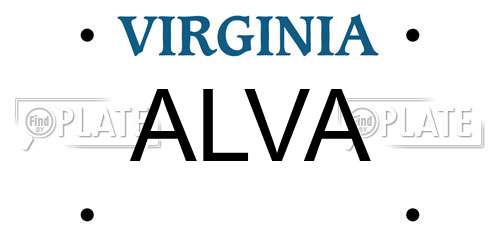 ALVA Virginia License Plate