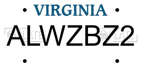 ALWZBZ2 Virginia License Plate