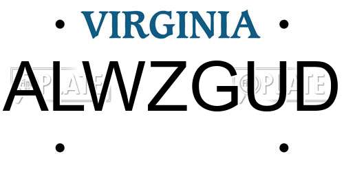 ALWZGUD Virginia License Plate