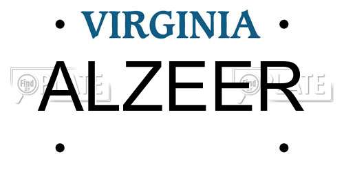 ALZEER Virginia License Plate