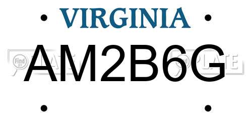 AM2B6G Virginia License Plate