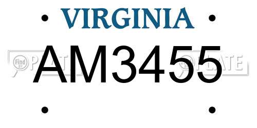 AM3455 Virginia License Plate