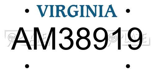 AM38919 Virginia License Plate