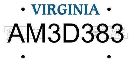 AM3D383 Virginia License Plate
