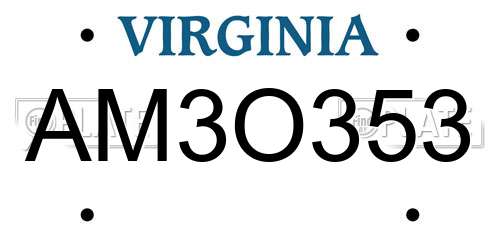 AM3O353 Virginia License Plate