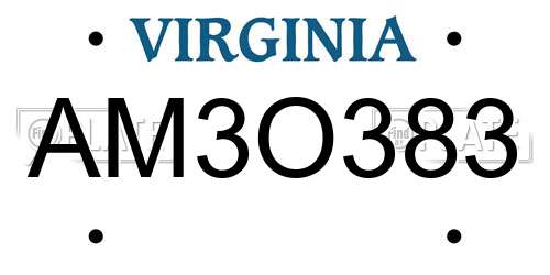 AM3O383 Virginia License Plate