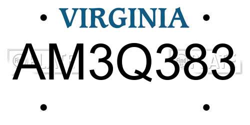 AM3Q383 Virginia License Plate