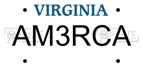 AM3RCA Virginia License Plate