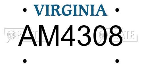 AM4308 Virginia License Plate