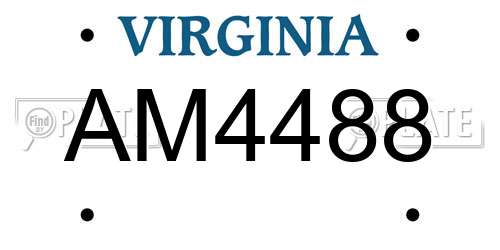 AM4488 Virginia License Plate