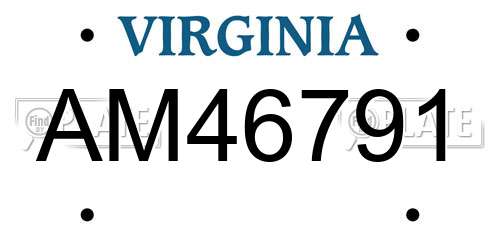 AM46791 Virginia License Plate