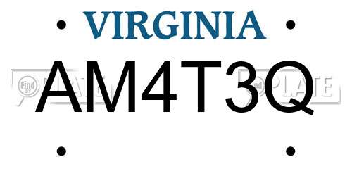 AM4T3Q Virginia License Plate