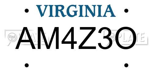 AM4Z3O Virginia License Plate