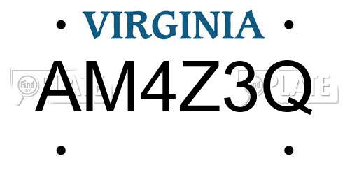 AM4Z3Q Virginia License Plate