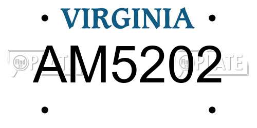 AM5202 Virginia License Plate