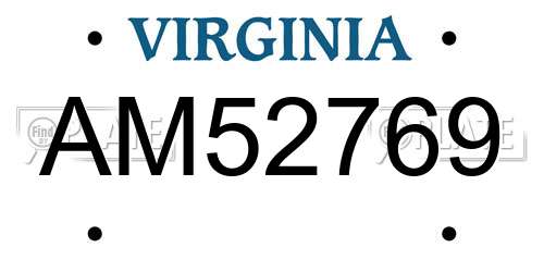 AM52769 Virginia License Plate