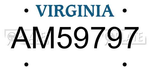 AM59797 Virginia License Plate