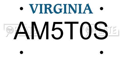 AM5T0S Virginia License Plate