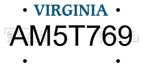 AM5T769 Virginia License Plate
