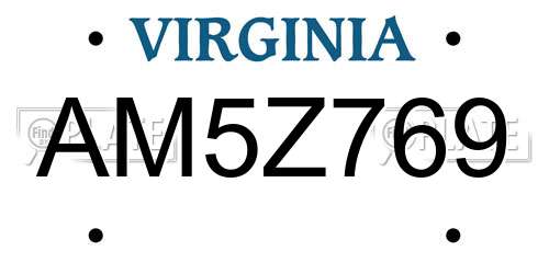 AM5Z769 Virginia License Plate