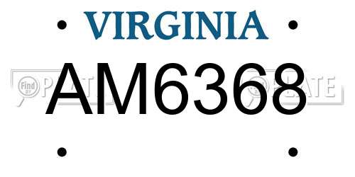 AM6368 Virginia License Plate