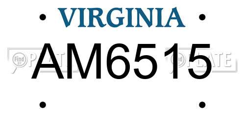 AM6515 Virginia License Plate