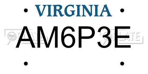 AM6P3E Virginia License Plate