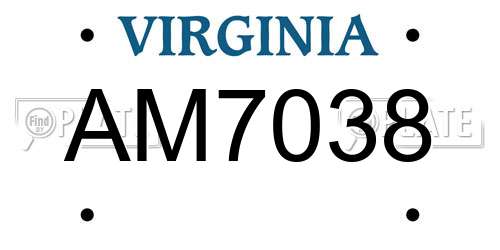 AM7038 Virginia License Plate